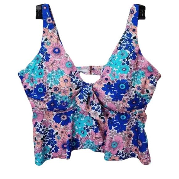 Raisins Curve Tankini Plus S 22W Topanga Bra Floral Swim Adjust Straps MSRP$60 - Picture 1 of 6